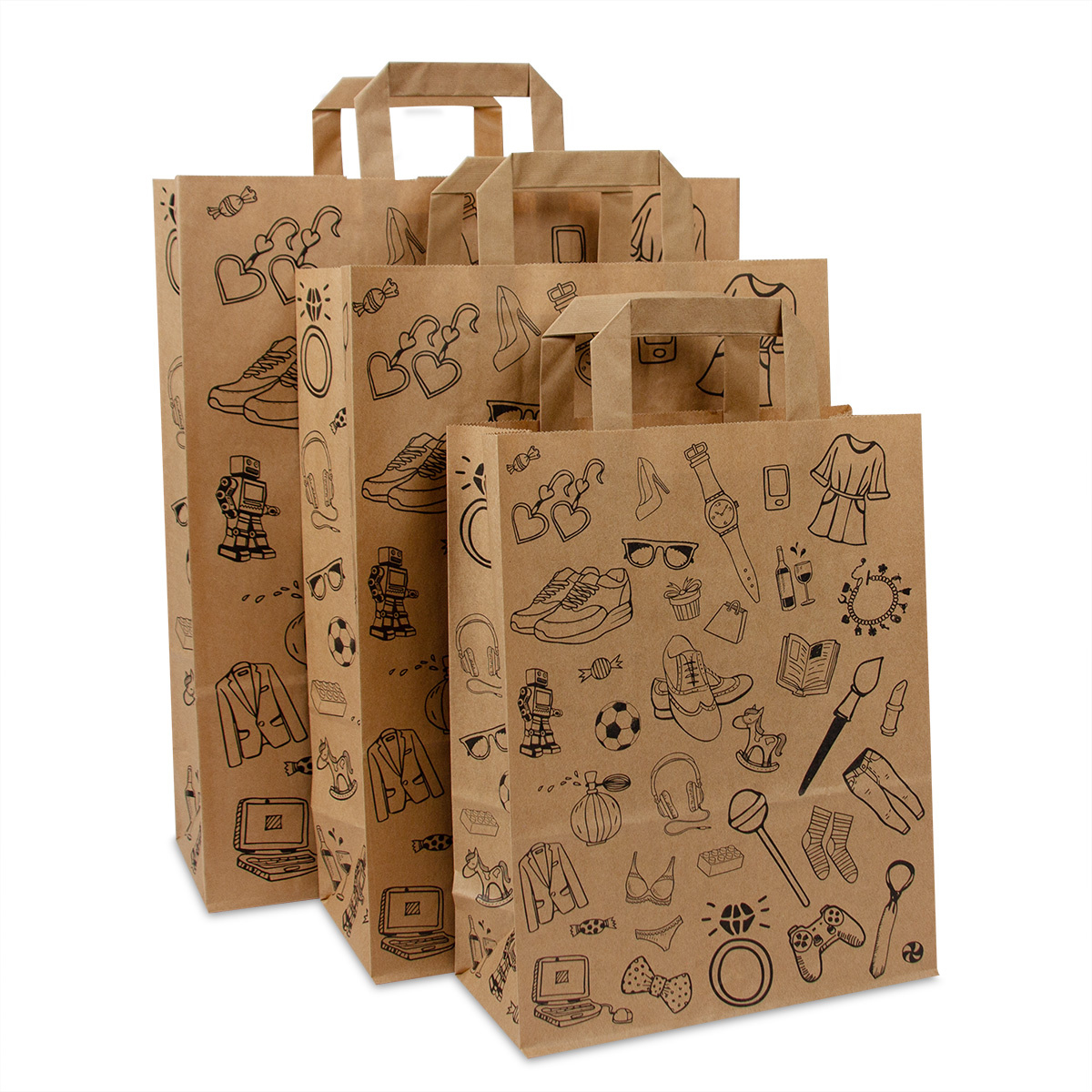 Kraft tassen FSC® - Doodle retail